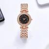 Luxury Women Bracelet Watch Round Dial Quartz Analog Watch Sparkling Rhinestone Elegant Wristwatch for Daily Wear Party Office