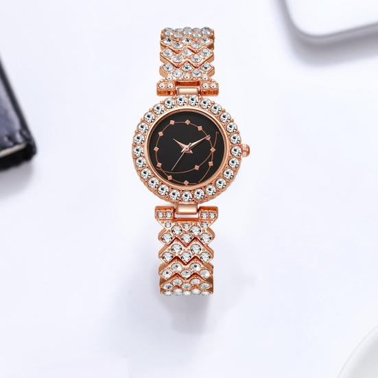 Luxury Women Bracelet Watch Round Dial Quartz Analog Watch Sparkling Rhinestone Elegant Wristwatch for Daily Wear Party Office