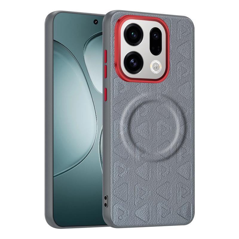 For Oppo Find X9 and X9 Pro Leather Case Magnetic Suction Contrast Color Keys Lens Frame Anti-Fingerprint Soft Silicone Cover