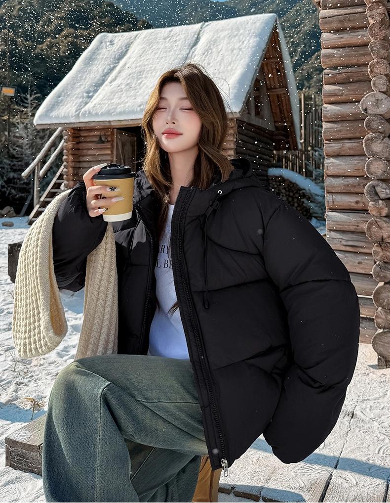 Women's Short Hooded Loose Thickened Warm Jacket