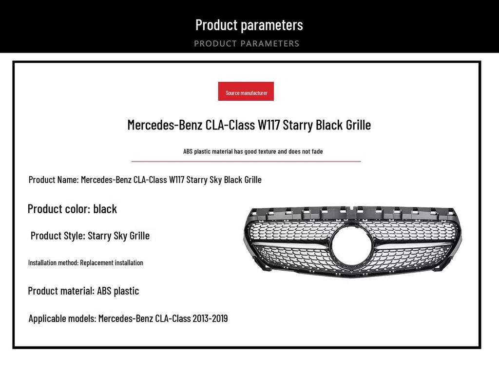 Starry Night Black Grille for 2013-2019 Mercedes-Benz CLA-Class W117.