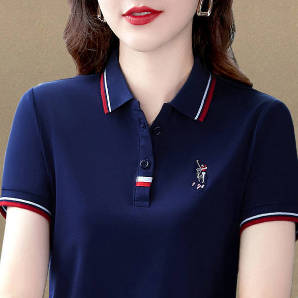 Νέα Καλοκαιρινή Μπλούζα Πόλο με Πέτο για Γυναίκες Καλοκαιρινό Κοντομάνικο Άνετο Καθημερινό Τοπ για Μαμά Μεγάλο Μέγεθος Μπλούζα