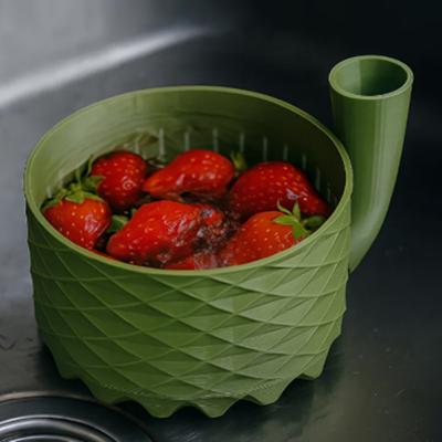 Yousheng Turbo Fruit Washing Bowl 3D Printed Vegetables Cleaning Bowl with Strainer Fruit Washing Basket Basin for Berry
