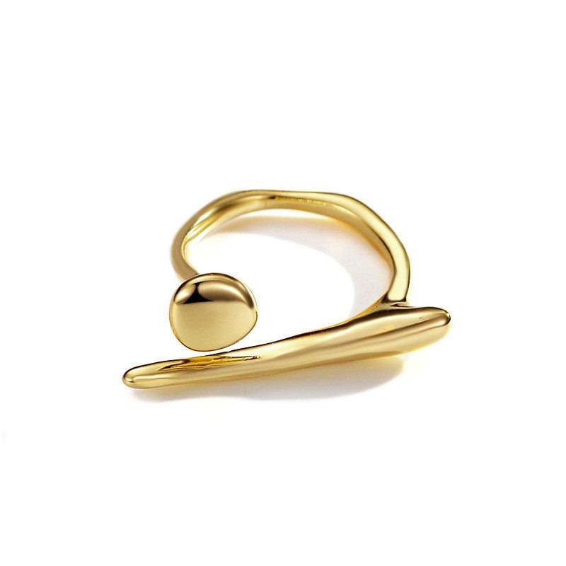 Korean Minimalist Geometric Adjustable Ring – Irregular Open Band for Index Finger