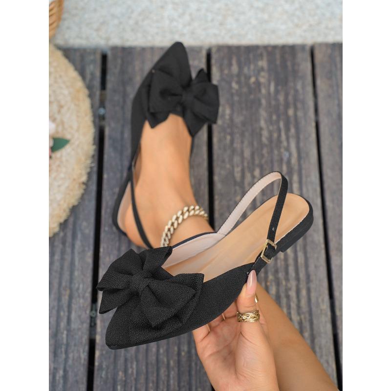 Summer Flat Bow-Tie Headband Sandals 2025 New Style Plus Size Pointed Toe Open-Back Sandals for Women
