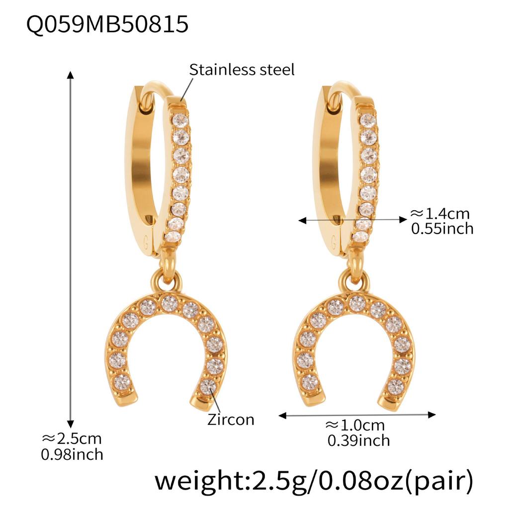 Oumaijia Diamond Horseshoe Buckle Ear Cuffs: Trendy Stainless Steel Earrings
