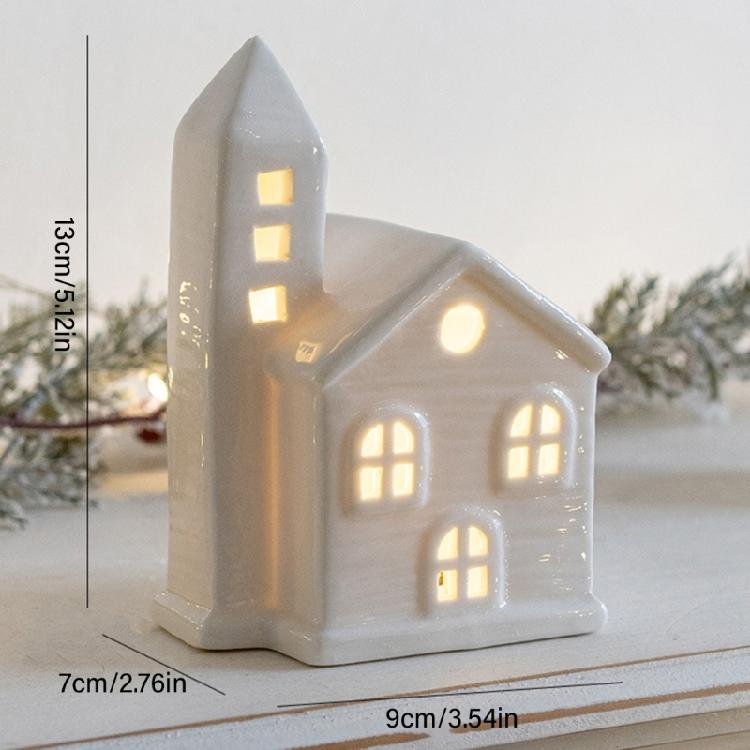 Casa de Vilarejo de Natal Decorativa com LED Cerâmica Edifício Estatueta Estátua para Prateleira Mesa Centros de Mesa Ornamento