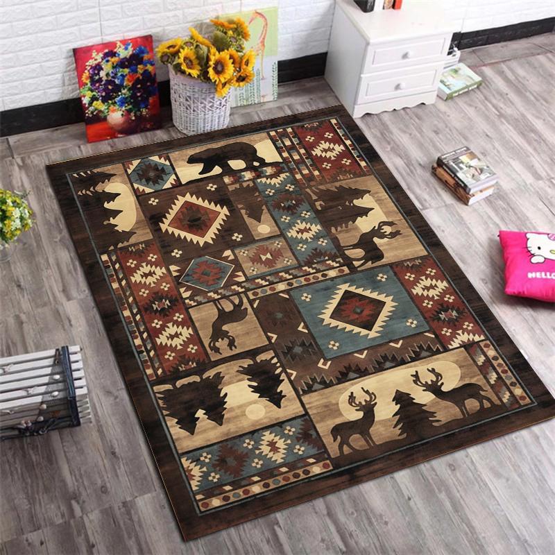 

Bohemian Tribal Area Rug with Geometric Pattern, Vintage Red Large Carpet for Living Room Bedroom Home Decor, Non-Slip Soft Floor Mat 40x60cm( 15x23in )