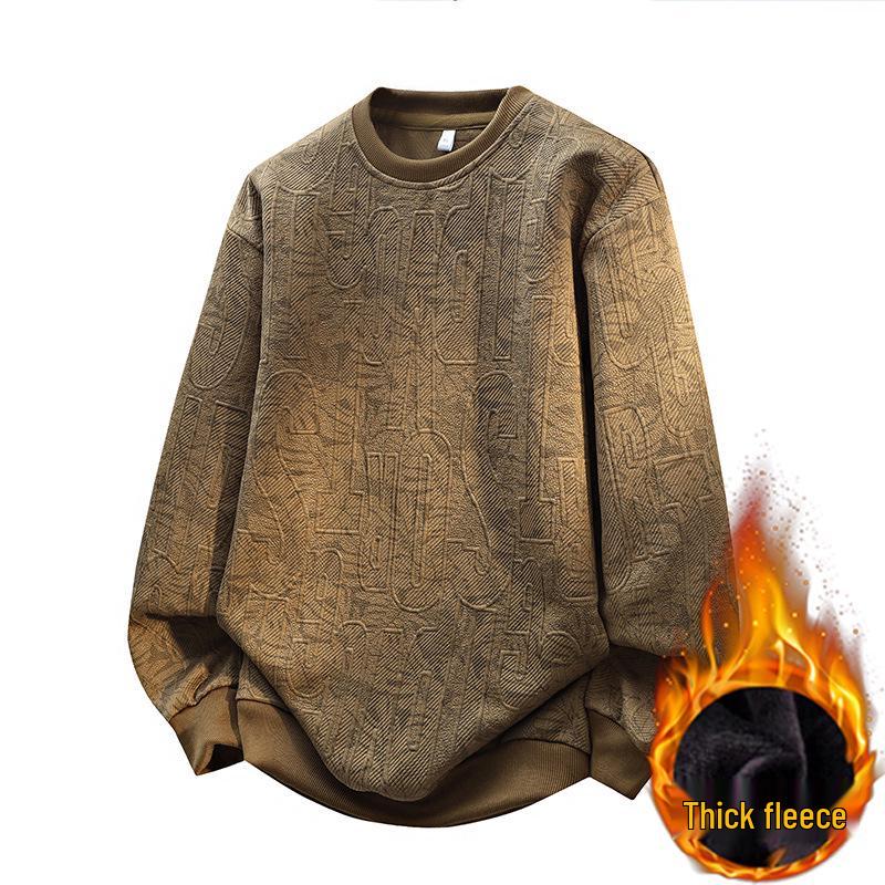 

2025 Autumn Men s Oversized Slimming Hoodie with Full Print and Plus Velvet 5XL коричневий