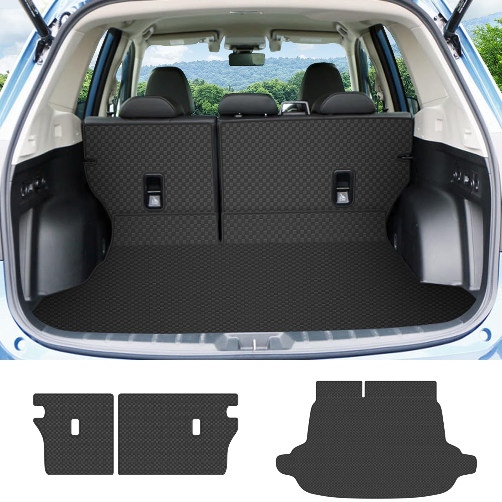 

YORKNEIC Luggage Mat for Subaru Forester SJ Trunk Seat Back Back Synthetic Leather Cargo Stain Black (2012-2018) - Vehicle-Specific Mat, Cover, Mat,