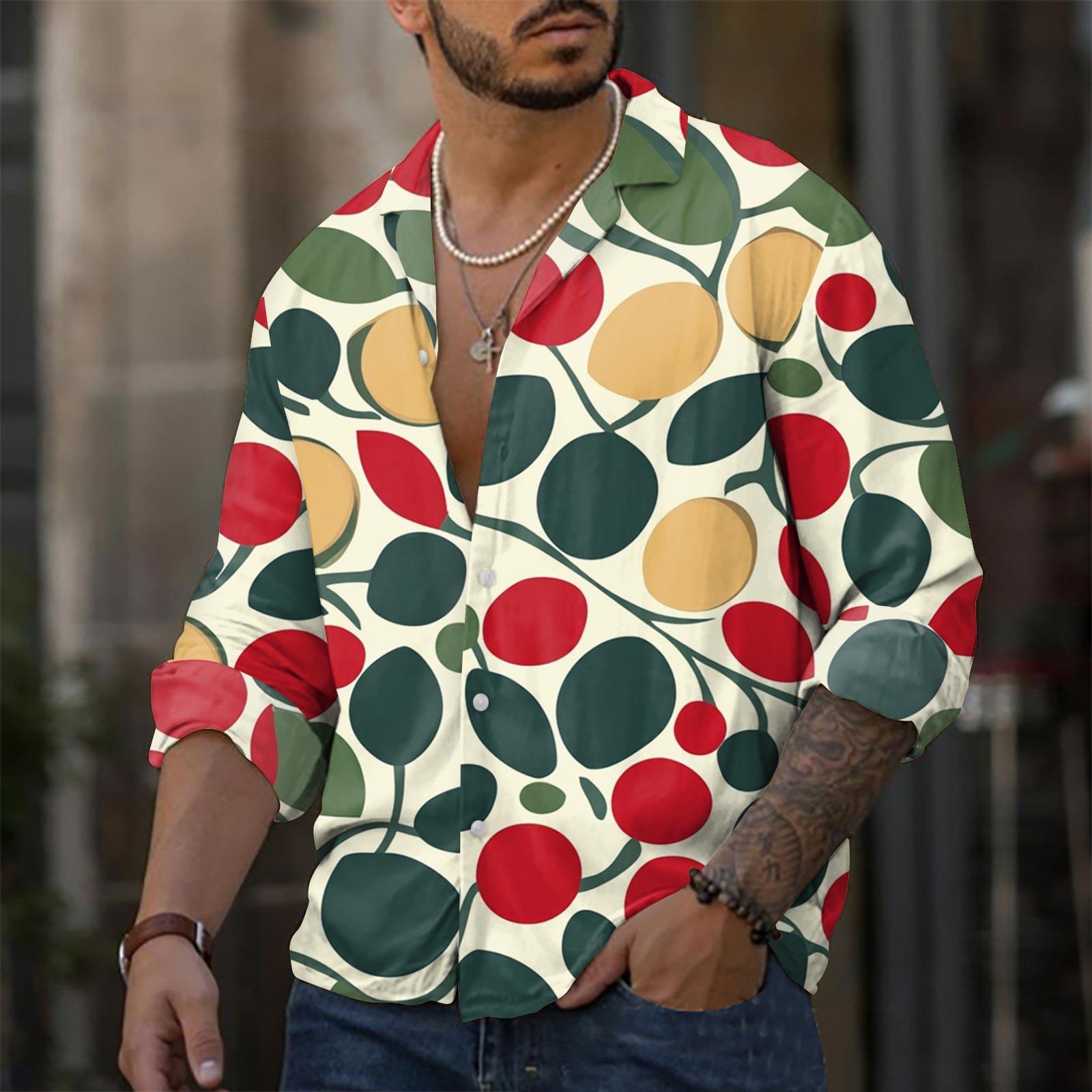 

Чоловіча повсякденна сорочка з довгими рукавами. Модний топ із лацканами L армія зелений колір