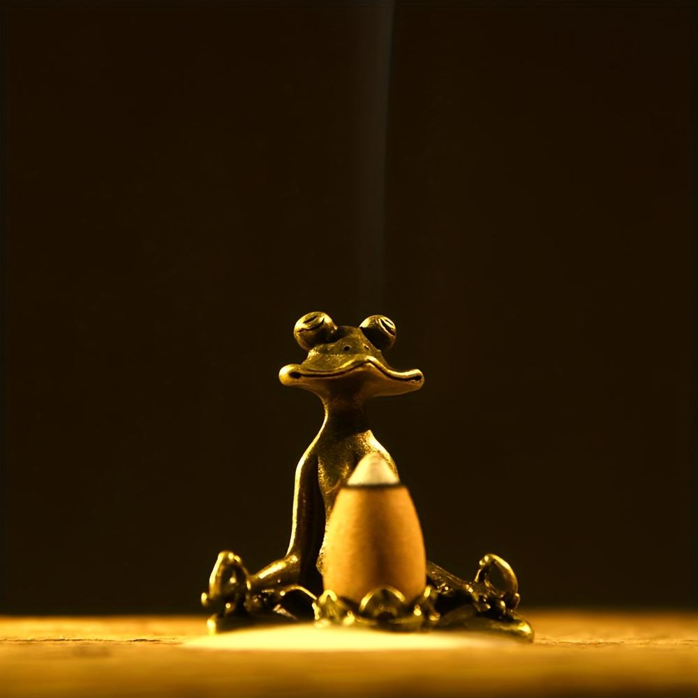 Vintage Bronze Frog Lncense Holder - Decorative Metal Ornament For Office Desk, Tea Room, And Home