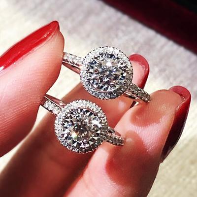 Brillante Eheringe mit weißem AAA-Zirkonia, Verlobungsringe für Frauen, zeitloser Stil, klassischer Schmuck