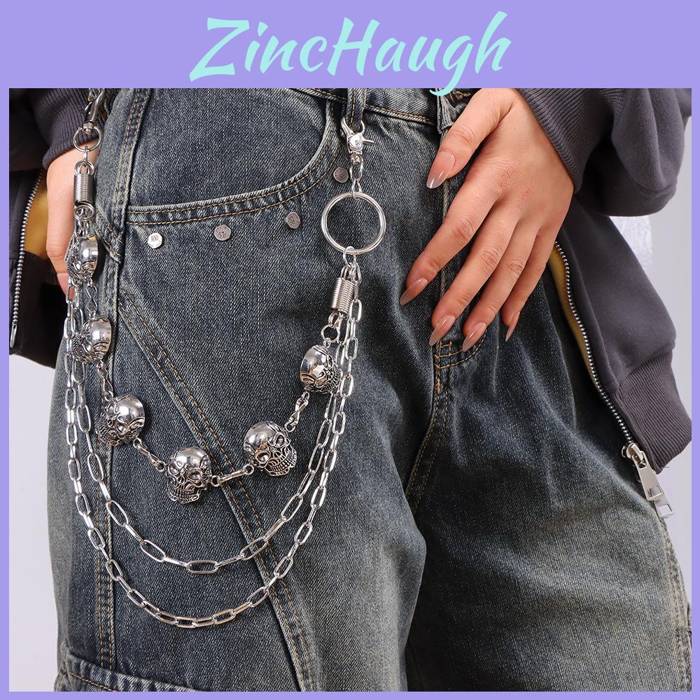 Metal Skull Hip Hop Belt Chain For Men With Spring Decor And Multilayer Design