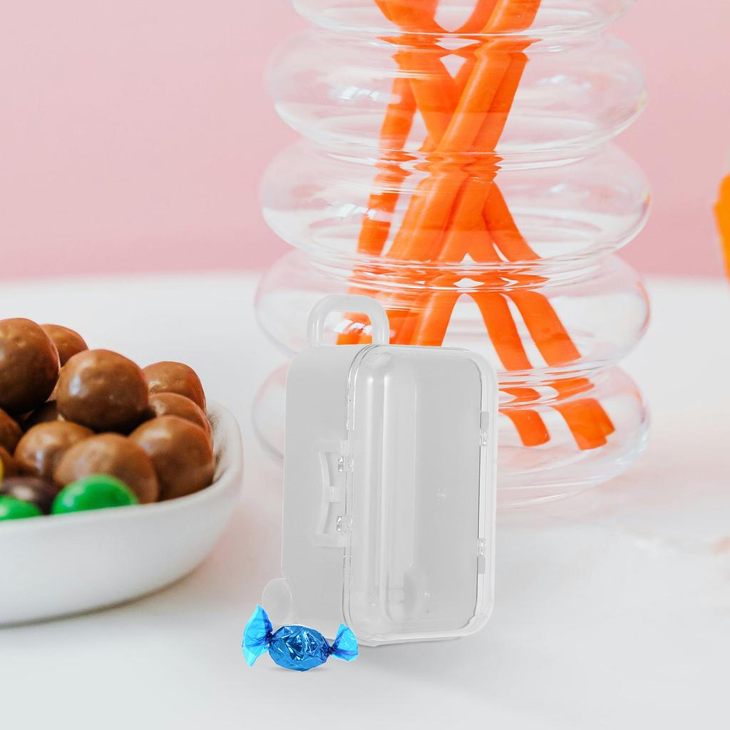 12Pcs Clear Suitcase Favor Box Mini Candy Storage Box Wedding Party Candy Container Travel Themed Reception Decoration