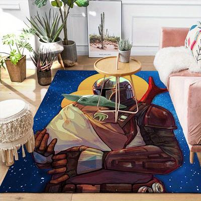 1 alfombra de área con diseño de Yoda de Star Wars, alfombra antideslizante, lavable a mano, alfombrilla de suelo, adecuada para sala de estar, dormitorio, decoración del hogar, decoración de habitación