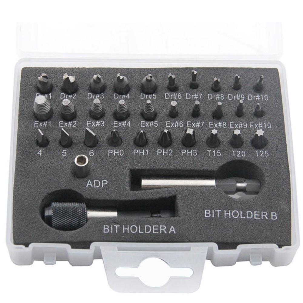 33 Piece Set High Speed Steel Broken Bolt Remover Stubborn Screw Tool For Broken Screw Removal
