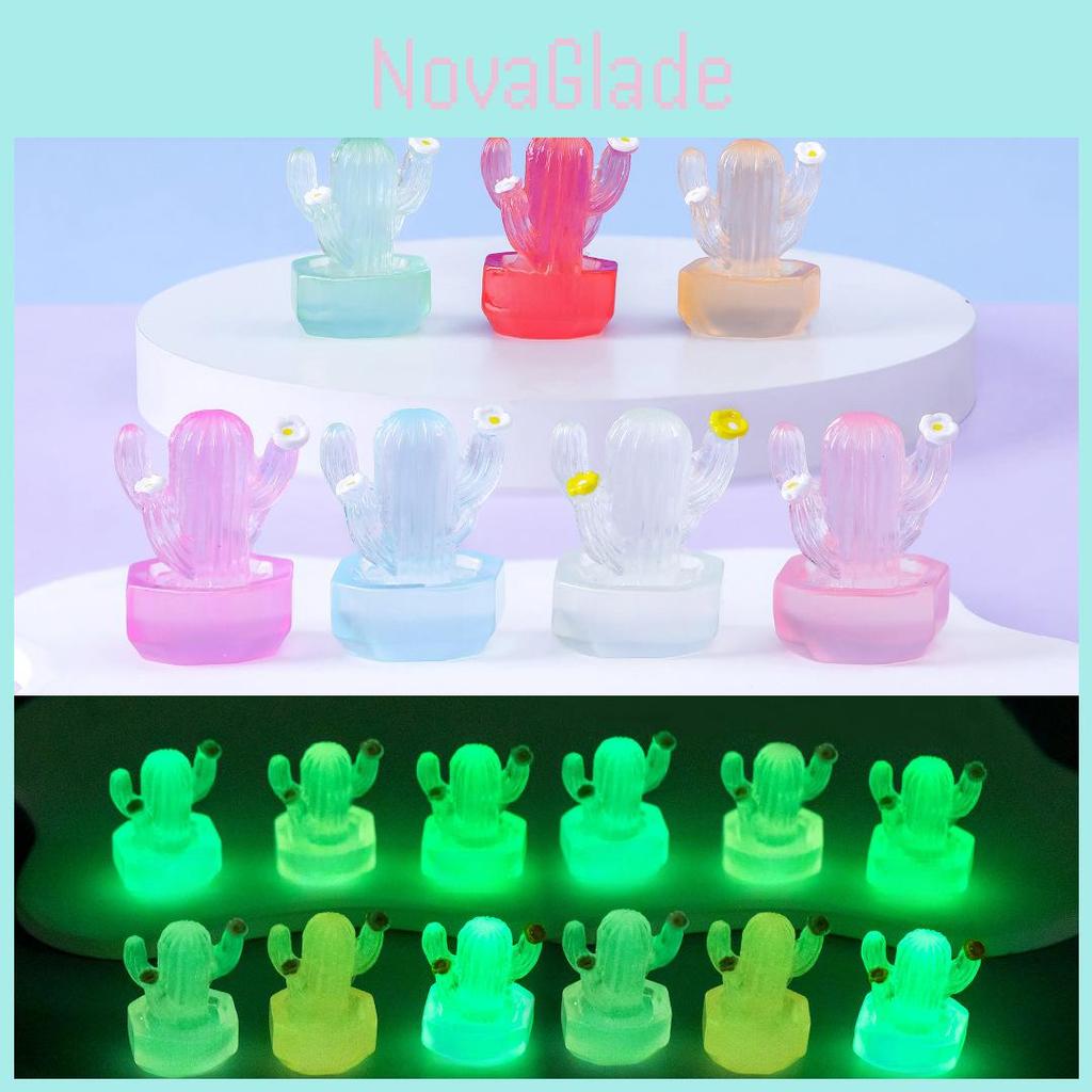 Adorable Glowing Cactus Resin Miniature Desk Car Decoration In 7 Colors
