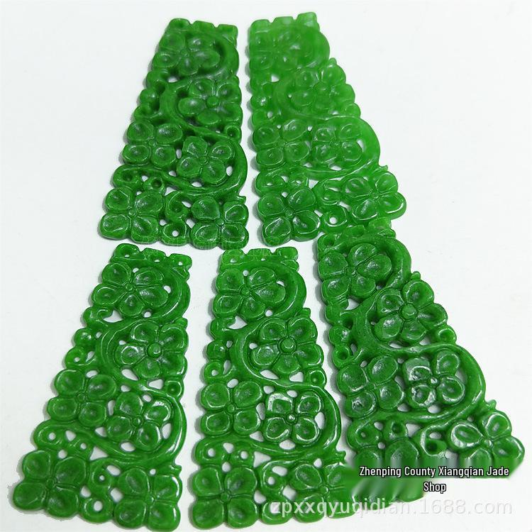 Green Jade Flower Pendant for DIY Jewelry Earrings