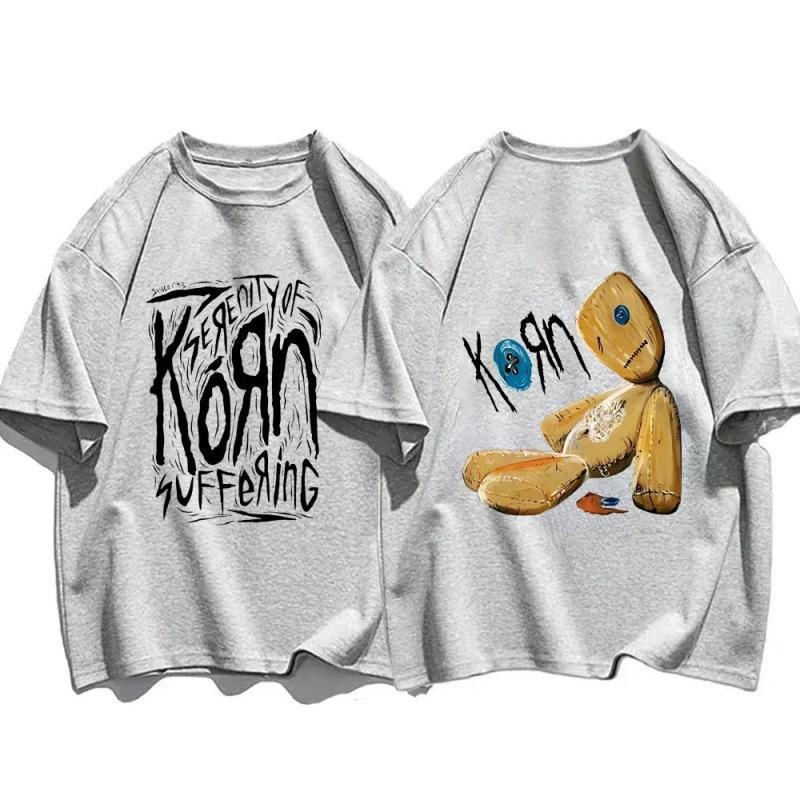 Women s Fashion T-Shirt Korn Rock Band Printed T-Shirt Korn WORLD TOUR M S светло-серый