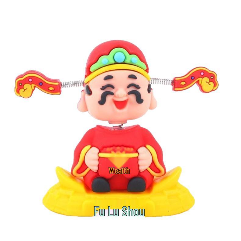 2025 Chinese Style God of Wealth Bobblehead Car Ornament: Cute Cartoon Interior Decoration
