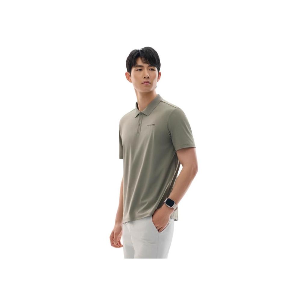 Anta Comfortable Casual Simple Versatile Letter Print Short Sleeve Polo Shirt Men Polo Shirts Gray 952527138-2
