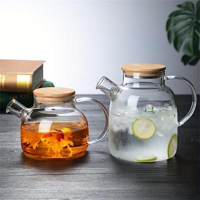 1L/1.8L Large Capacity Glass Teapot High Temperature Resistant Kettle for Steamed Juice Fruit & Iced Tea Home Kitchen Access