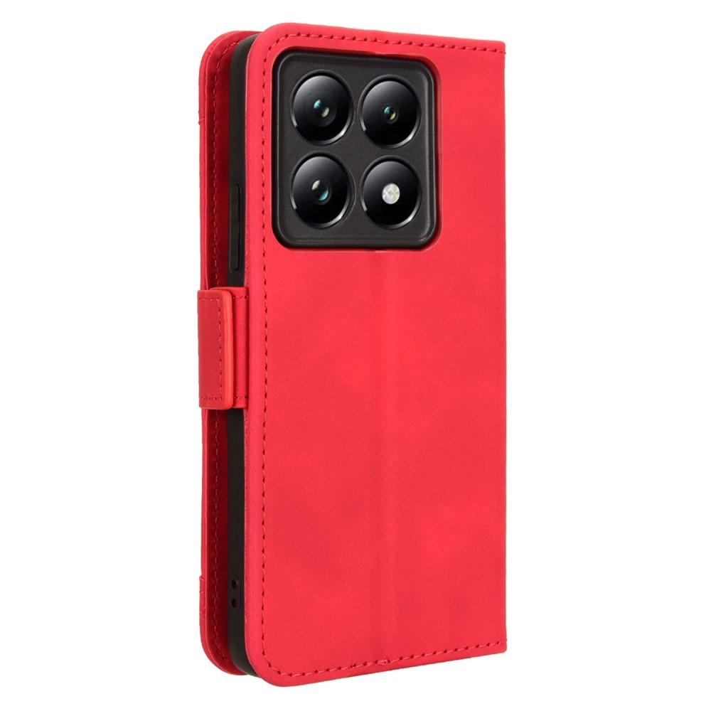 Flip Case for Xiaomi 14T Pro, Card Slot, Red