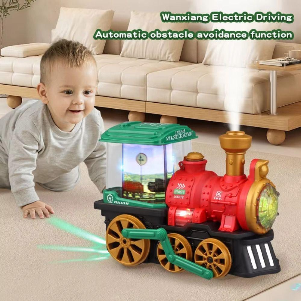Sounding Spray Train Toy Simulation Steam Educational Toy Creative Electric Steam Train  Gift