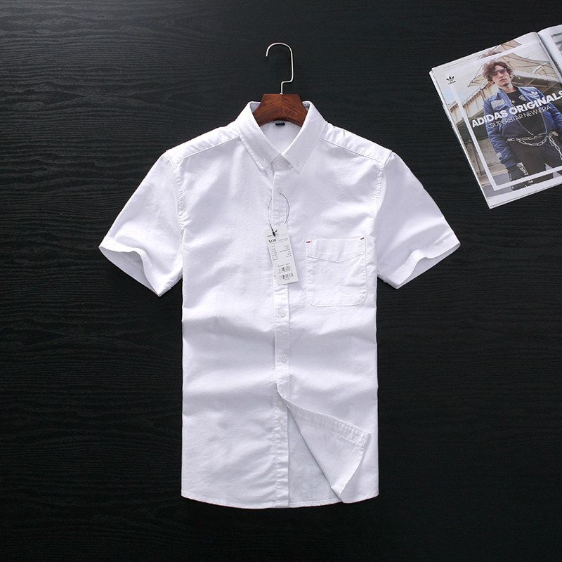 Clearance of Foreign Trade Surplus Men's Oxford Cotton Short-Sleeve Shirts, Original Cut Label Men's Clothing, Japanese Trendy Brand Versatile Shirts