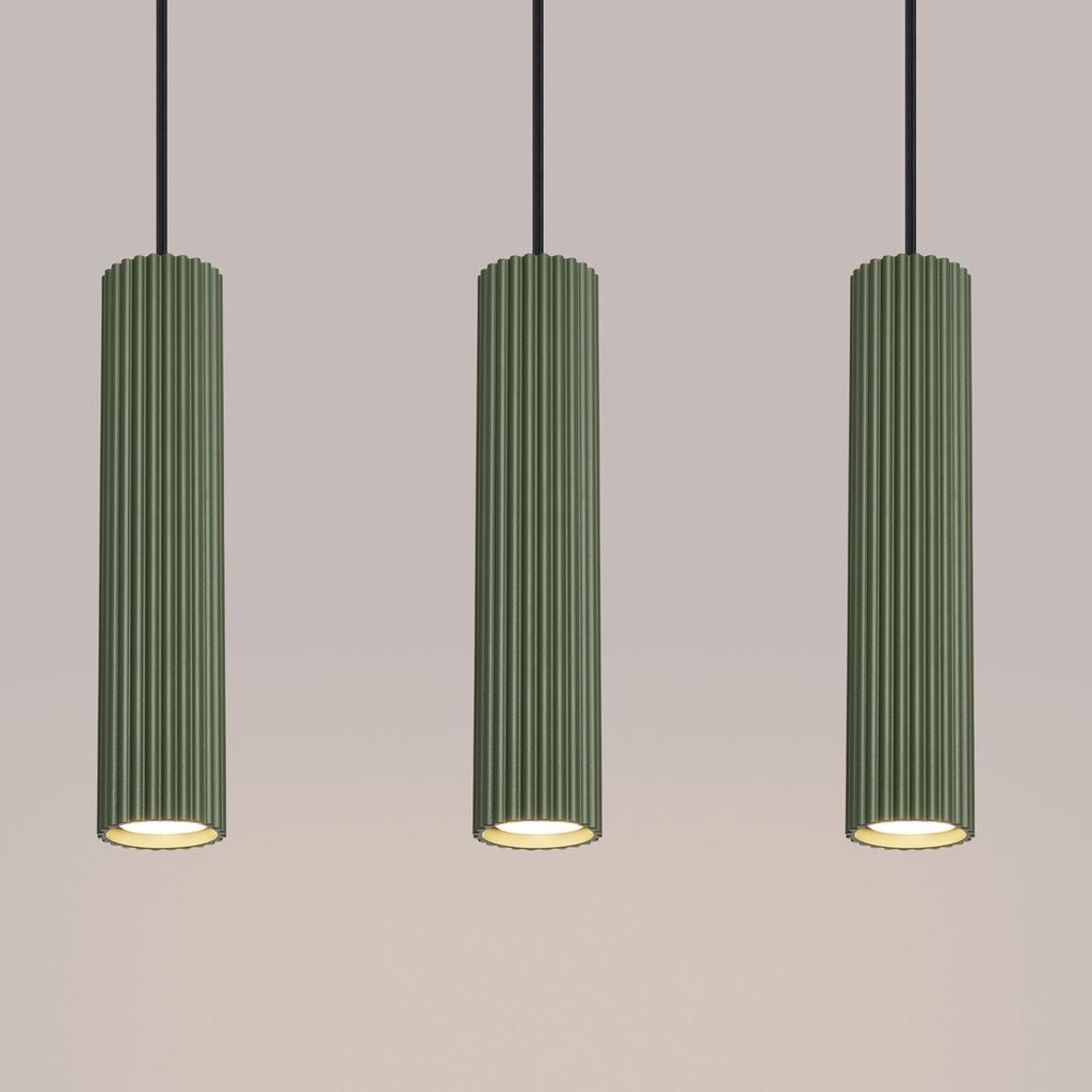 Carbon 3L pendant lamp, olive green