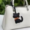 1PC Kitten-Shaped Bags PU Leather Cat Lovers Cat Keychain Luggage Keyring with Brown Bow Tie Gift Multiple Options Available