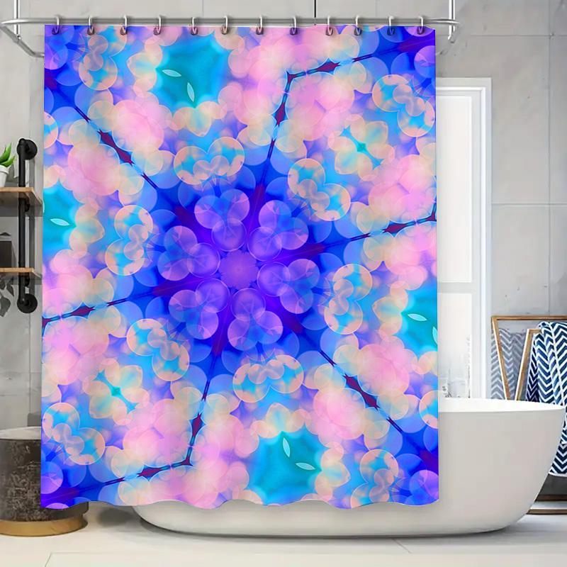

Patchwork Shower Curtain Set: Printed Bath Decor With Checkered Floral Design Waterproof Fabric For Bathroom Decoration In Multi W60H190(CM)-1 Pcs