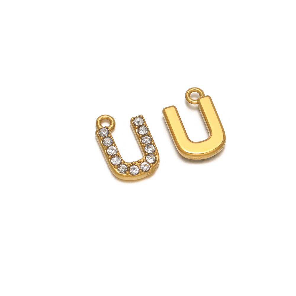 5pcs Stainless Steel Gold Rhinestone Letters Charms DIY Women Girl Alphabet Necklace Pendants Jewelry Bracelet Earrings Making