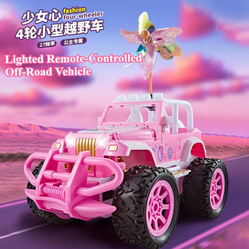 

2.4G Led Light 4 Wheel Drive Remote Control Rc Car Toys Pink Off Road Vehicle Open Top Car Plaything Car Model For Girls Birthday Present