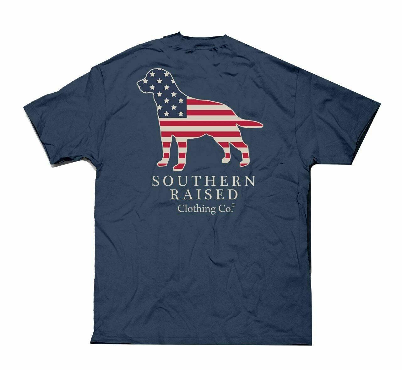 

Southern Raised Patriottici Cucciolo Manica Corta Tasca T-Shirt L
