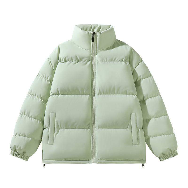 Autumn and winter new cotton-padded jacket men's solid color stand-up collar simple and loose warm cotton-padded jacket men's couple 