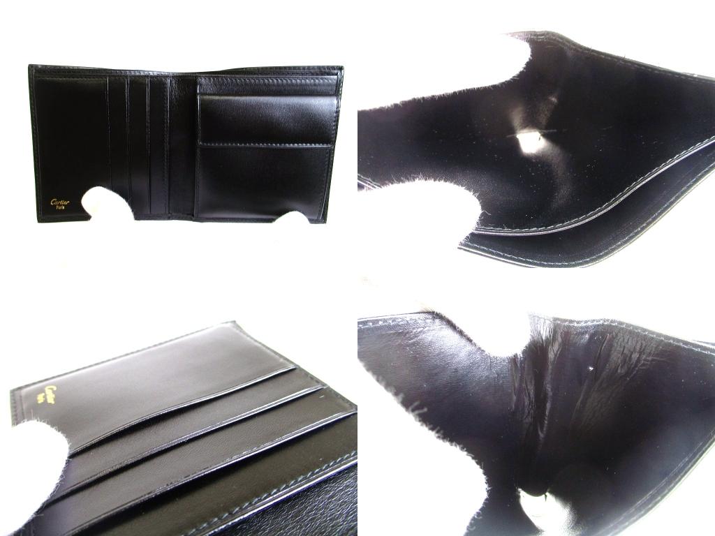 Authentic  Cartier Pasha De Cartier Black Leather Gold H/W Bifold Wallet #b255 Open Box