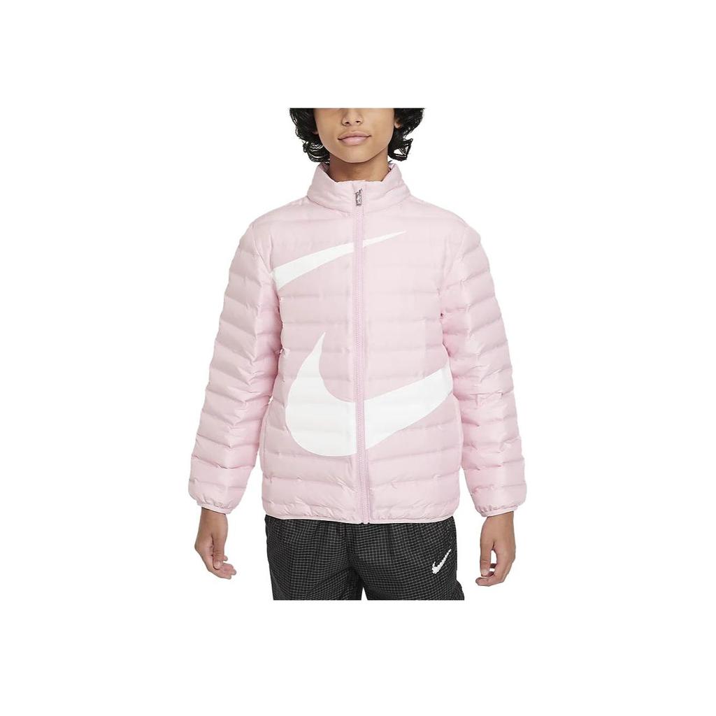 Nike Down Jacket Swoosh Color Block Stand Collar Zipper Casual Kids Jackets Pink FV2518-690