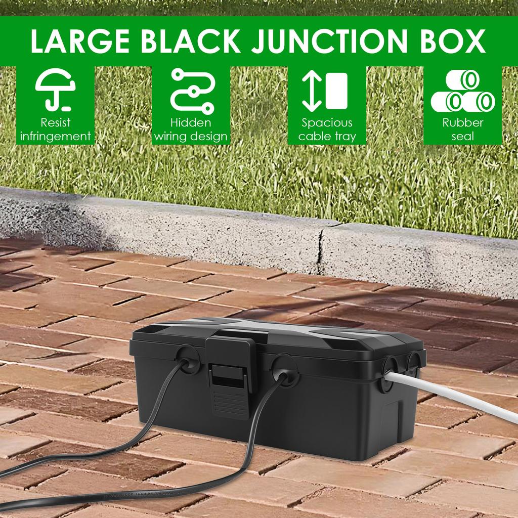Outdoor Electrical Box Waterproof Weatherproof Connection Box 6 Cable Entry Ports, Extension Cord Cover Protect Power Strip Time