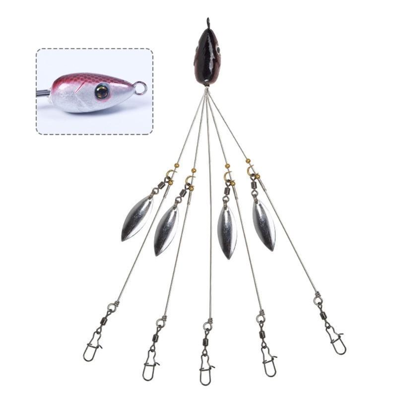 2 Stuks 5 Arm Rig Hoofd Zwemmende Kunstaas Visserij Groep Lures Snap Swivels Spinner Visserij Lures Rig Voor Langdurig Gebruik