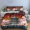 Pagoda and cherry blossoms. Bedding sets Duvet cover sets Duvet covers Pillowcases(1 * Duvet Cover 2 * Pillowcases, without duvet insert)