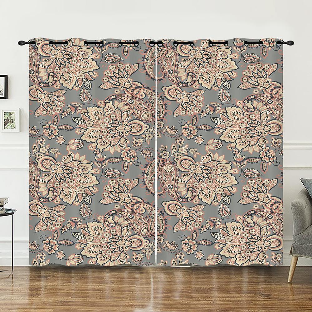 

Шторы Узор Дворцовый Ретро Цветочные Шторы Цифровая Печать Светонепроницаемые Шторы Без Пробивки 97cm*114cm*2