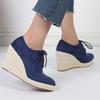 Fashion Size 35-43 Casual Thick Bottom Platform Wedges Shoes with Fur Women Spring/Winter High Heels Pumps Espadrilles Chaussures Femme