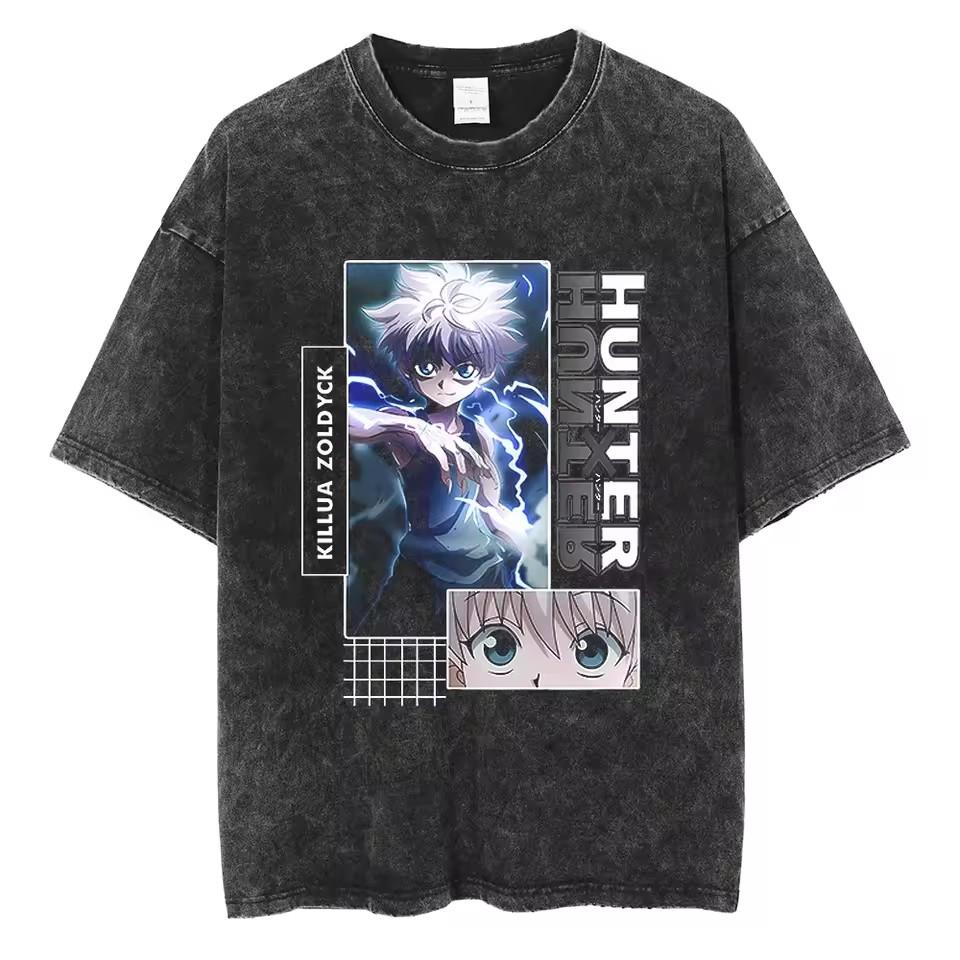 Killua Zoldyck Hunter X Hunter Manga Graphic Tshirt Men Women Clothes Oversized Washed Cotton Tshirt Short Sleeve Tees Tops