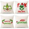 New Funny Designs and Popular Christmas Green Haired Weird Grinch Linen Pillowcase Living Room Bedroom Backrest Cover