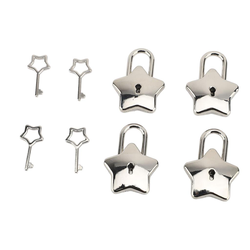 4 Set Treasure Chest Padlock   Metal Diary Book Jewelry Box Decorative Lock with Key S007 Five Pointed Star Shaped
