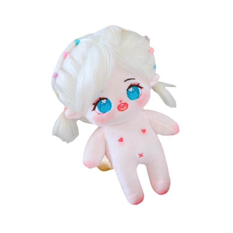 20cm Cotton Doll Plush Toy With Interchangeable Outfits White Car Overalls