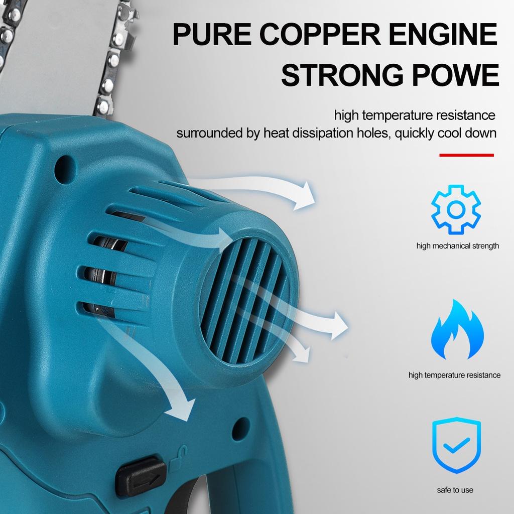 4-Inches Electric Protable Mini Cordless Rechargeable Handheld Chain Saw  For Tree Branch Wood Cutting With1/2Pcs Batteries