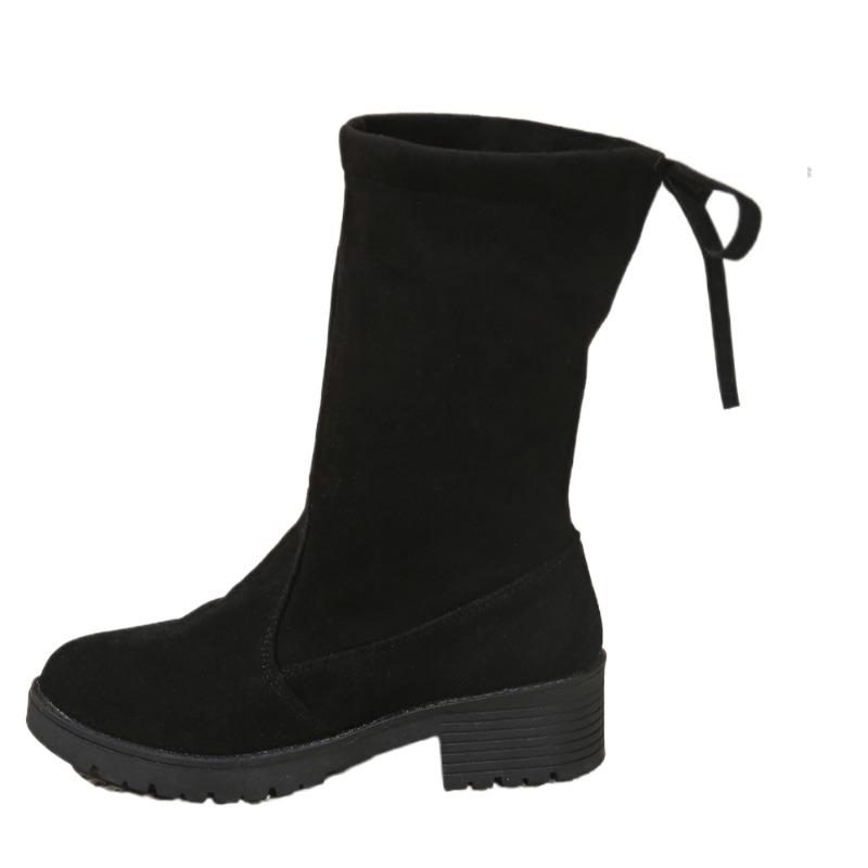 Suede Women Ankle Boots Mid Heels Shoes Snow Warm Fashion Chunky Shoes 2024 Trend Walking Casual Chelsea Winter Cozy Botas Mujer